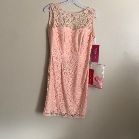 Pink Short Sleeveless Scoop Neck Lace Dress - Picture 3 of 5